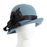 Fascinators Online - Exclusive blue felt cloche hat with lace by Fillies Collection