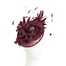 Fascinators Online - Burgundy sinamay fascinator with flower & feathers