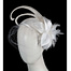Fascinators Online - Custom made white feather fascinator with face veil