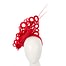 Fascinators Online - Red laser-cut fascinator with long feathers