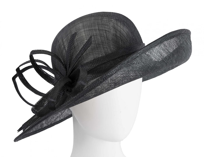 Fascinators Online - Black ladies sinamay racing hat by Max Alexander