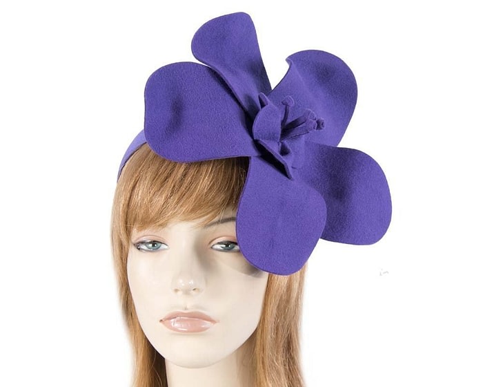 Fascinators Online - Purple felt flower fascinator