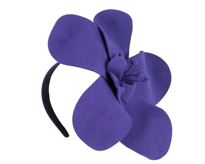 Purple felt flower fascinator - Image 2