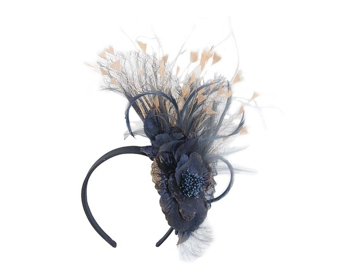 Navy & gold flower fascinator