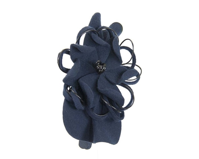 Fascinators Online - Navy felt flower fascinator headband