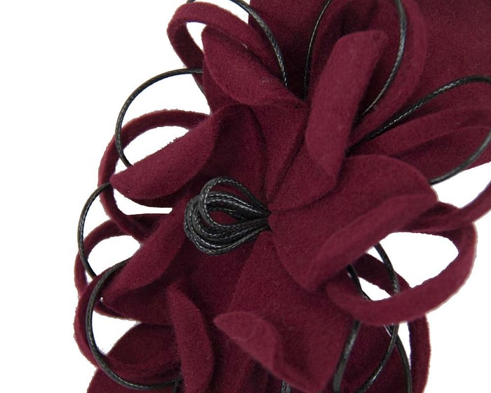 Burgundy wine felt flower fascinator headband - Image 3
