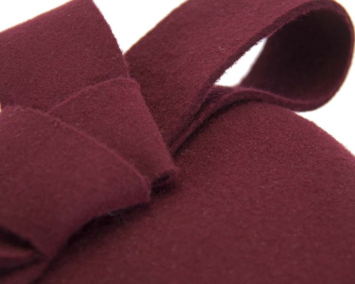 Burgundy wine winter pillbox with bow - Image 5
