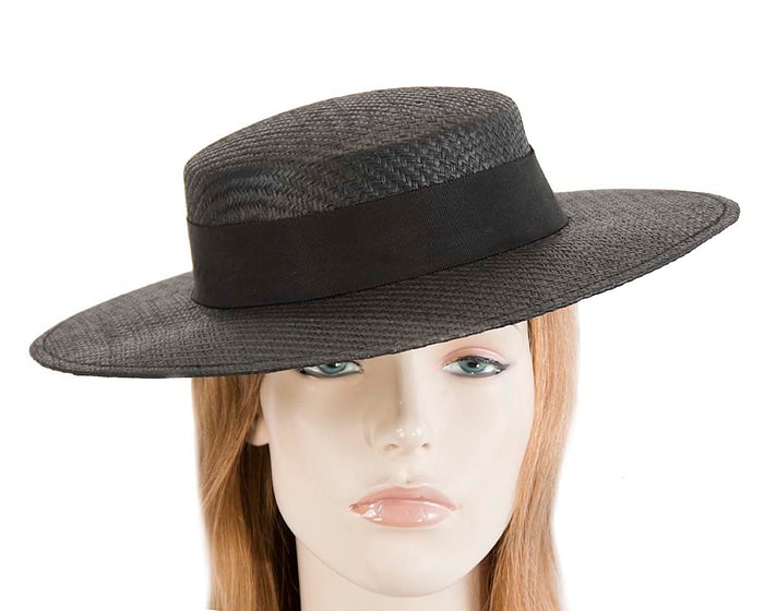 Fascinators Online - Black boater hat by Max Alexander