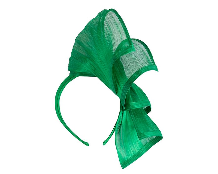 Green twists of silk abaca fascinator by Fillies Collection - Image 4