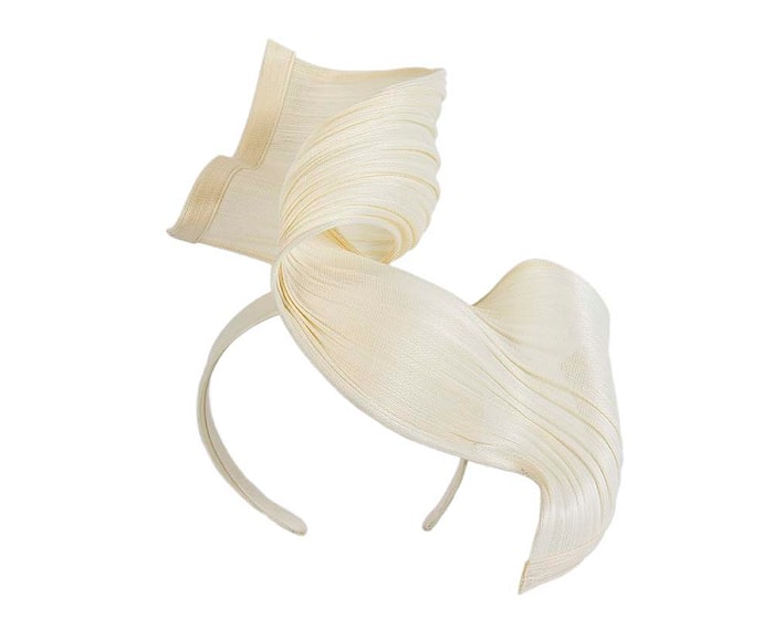 Fascinators Online - Ivory twisted jinsin fascinator by Fillies Collection
