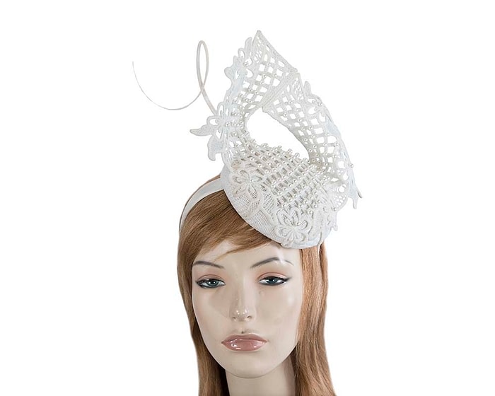 Fascinators Online - Ivory lace pillbox fascinator by Fillies Collection