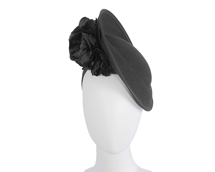 Fascinators Online - Large black plate with flowers by Fillies Collection