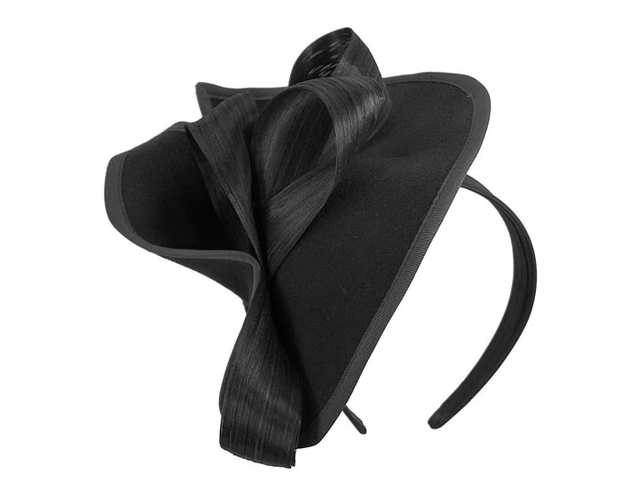 Fascinators Online - Black felt twist with bow by Fillies Collection