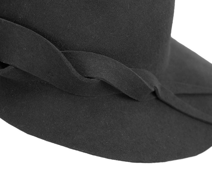 Fascinators Online - Unusual black felt wide brim hat by Max Alexander