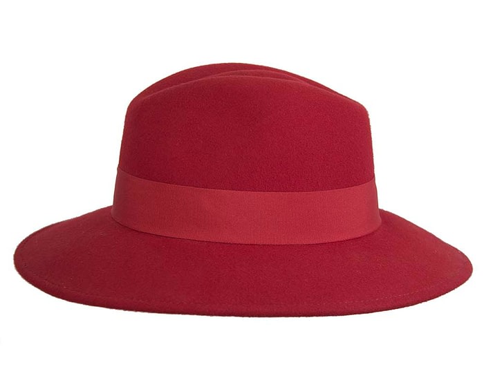 Fascinators Online - Wide brim red felt fedora hat by Max Alexander