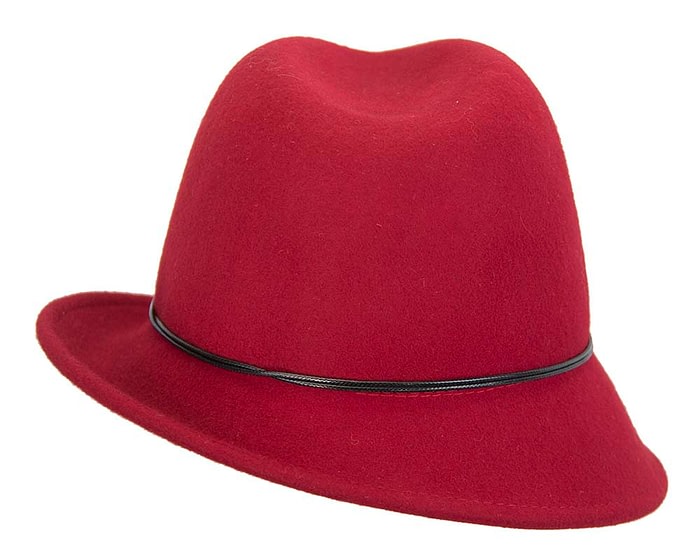 Fascinators Online - Red felt trilby hat by Max Alexander