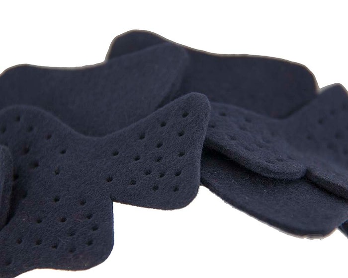 Petite navy felt winter fascinator by Max Alexander - Image 3