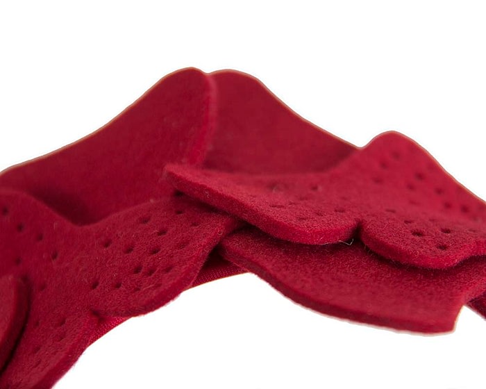 Petite red felt winter fascinator by Max Alexander - Image 3