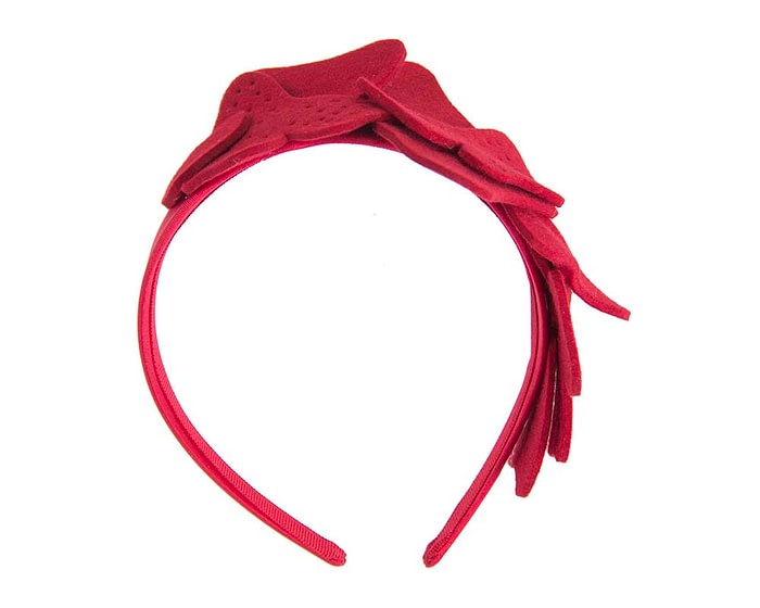 Petite red felt winter fascinator by Max Alexander - Image 2