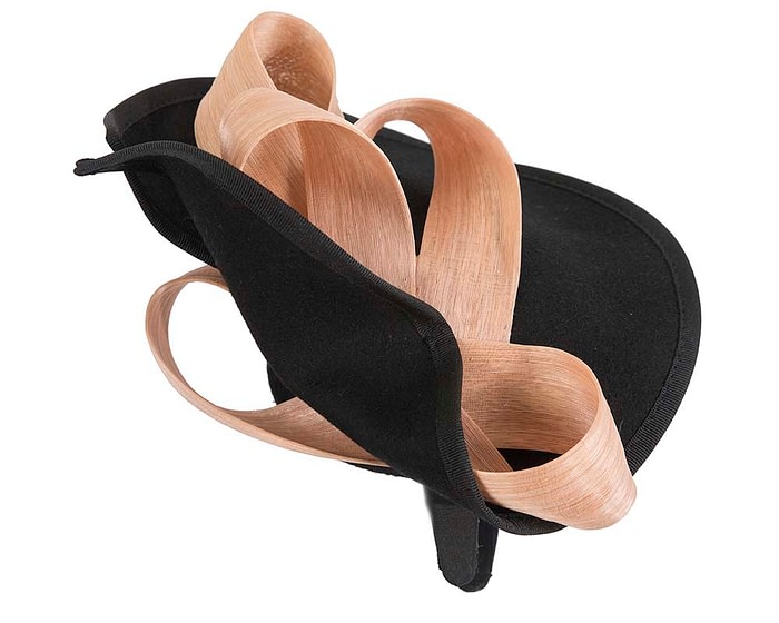 Fascinators Online - Black felt twist with nude bow by Fillies Collection