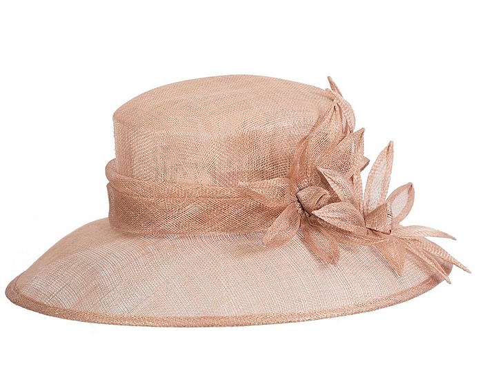 Fascinators Online - Large traditional nude racing hat by Max Alexander