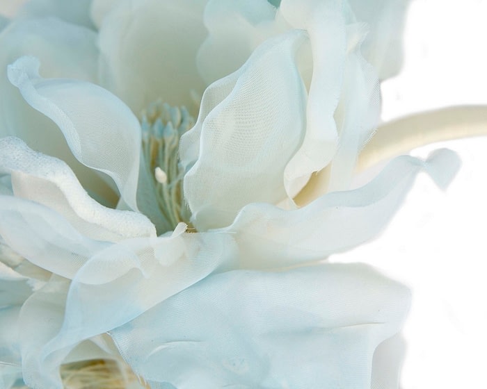 Light Blue Silk Flower Fascinator by Fillies Collection - Image 3