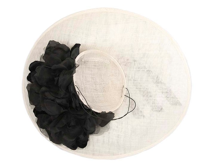 Fascinators Online - Large cream & black plate racing fascinator by Fillies Collection