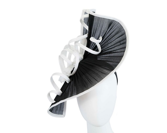 Fascinators Online - Large black & white jinsin racing fascinator by Fillies Collection