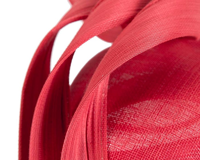 Red pillbox racing fascinator with jinsin trim by Fillies Collection - Image 5