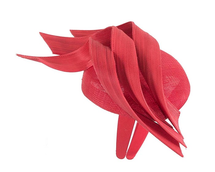 Fascinators Online - Red pillbox racing fascinator with jinsin trim by Fillies Collection