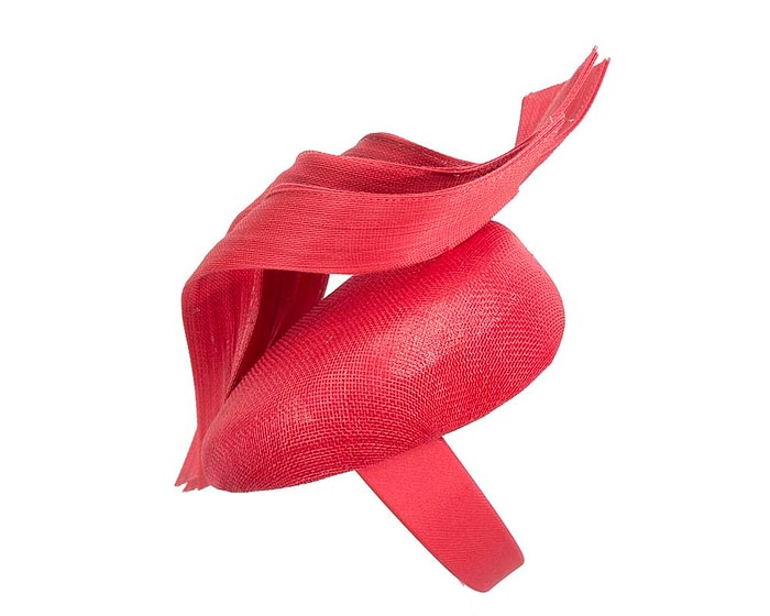 Red pillbox racing fascinator with jinsin trim by Fillies Collection - Image 3