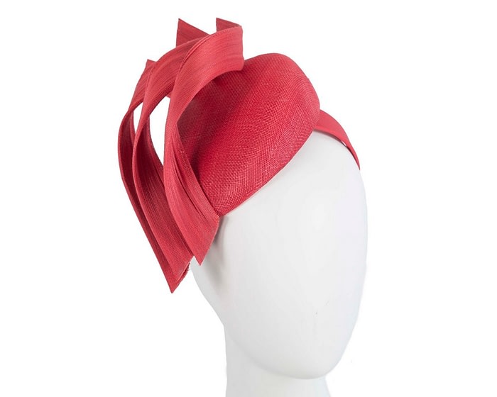 Red pillbox racing fascinator with jinsin trim by Fillies Collection