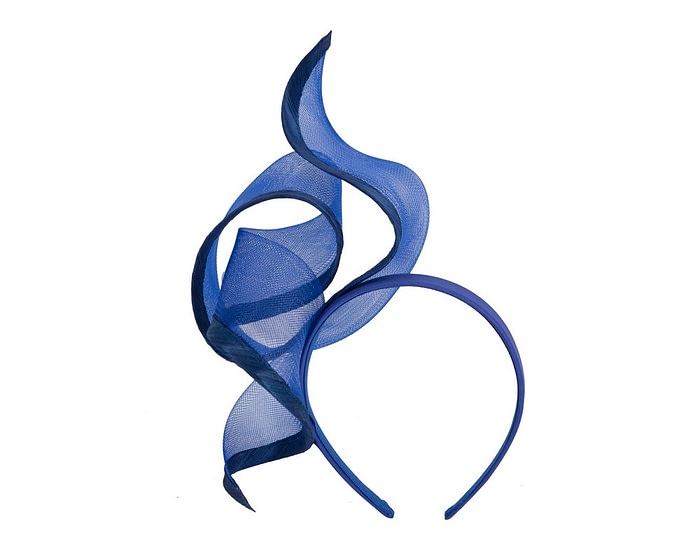 Twisted royal blue racing fascinator by Fillies Collection - Image 2
