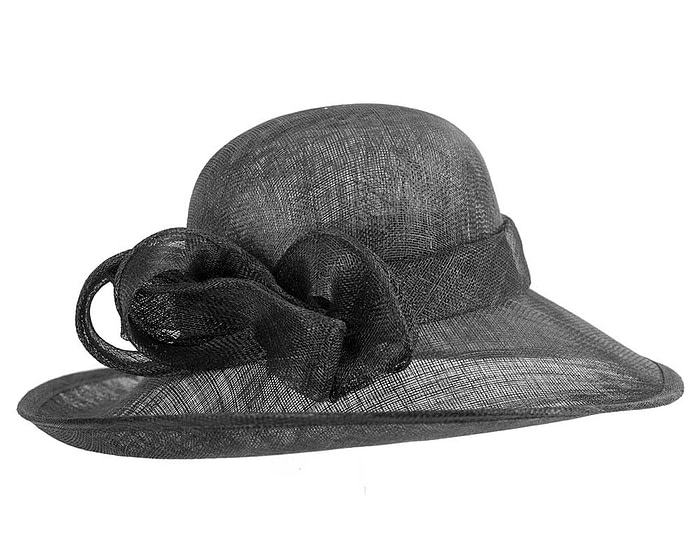 Fascinators Online - Wide brim black sinamay racing hat by Max Alexander