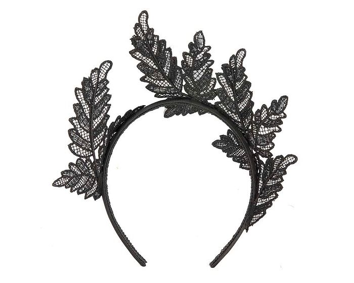 Black lace crown racing fascinator by Max Alexander - Image 4