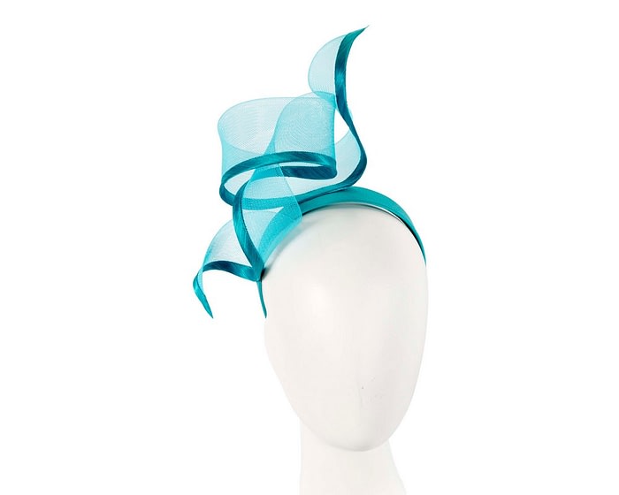 Twisted turquoise racing fascinator by Fillies Collection