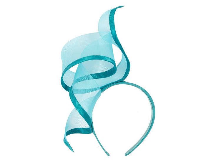 Twisted turquoise racing fascinator by Fillies Collection - Image 2