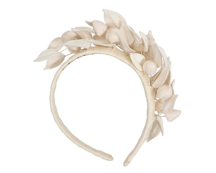 Cream leather hand-made racing fascinator by Max Alexander - Image 4