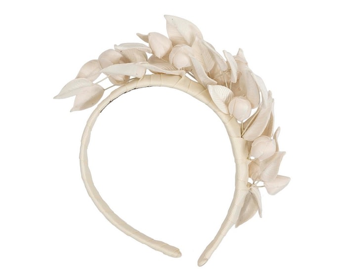 Fascinators Online - Cream leather hand-made racing fascinator by Max Alexander