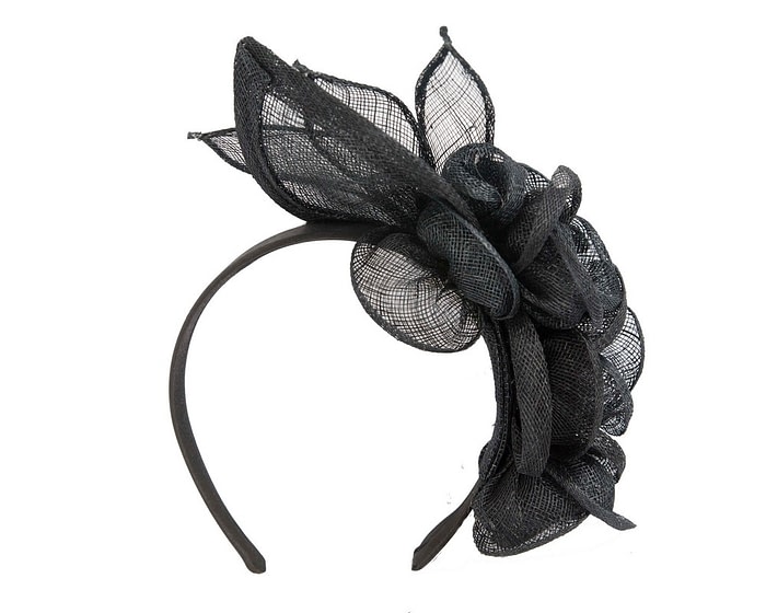 Fascinators Online - Large black flower headband fascinator by Max Alexander