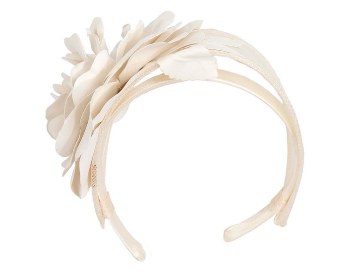 Cream leather flower headband fascinator by Max Alexander - Image 4