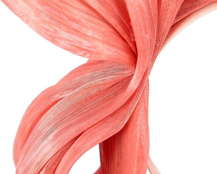 Fascinators Online - Coral bow racing fascinator by Fillies Collection