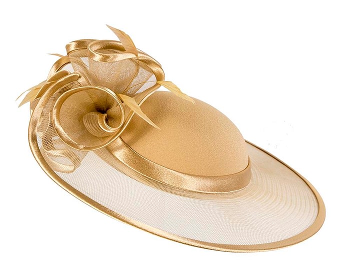 Gold custom made Mother of the Bride hat by Cupids Millinery - Image 2