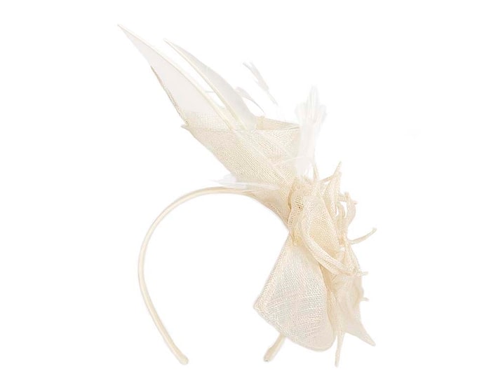 Fascinators Online - Cream racing fascinator with feathers by Max Alexander