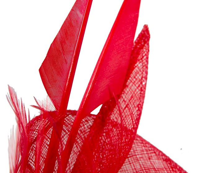 Red racing fascinator with feathers by Max Alexander - Image 3