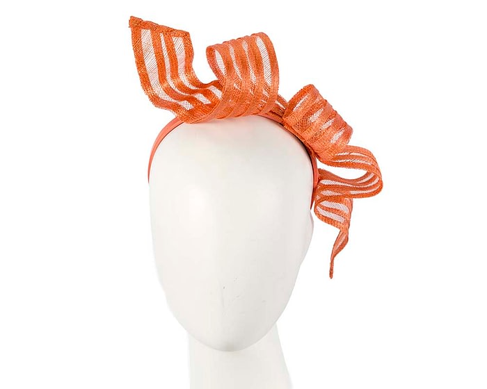 Orange sinamay racing fascinator by Max Alexander