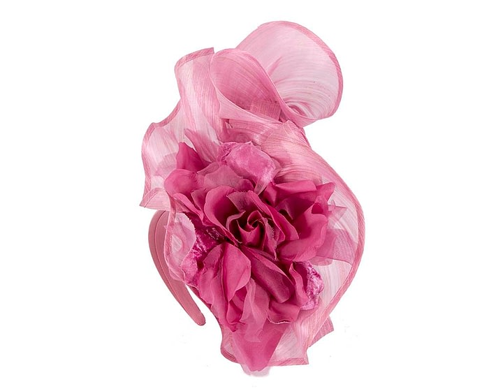 Tall wild rose silk abaca racing fascinator - Image 3