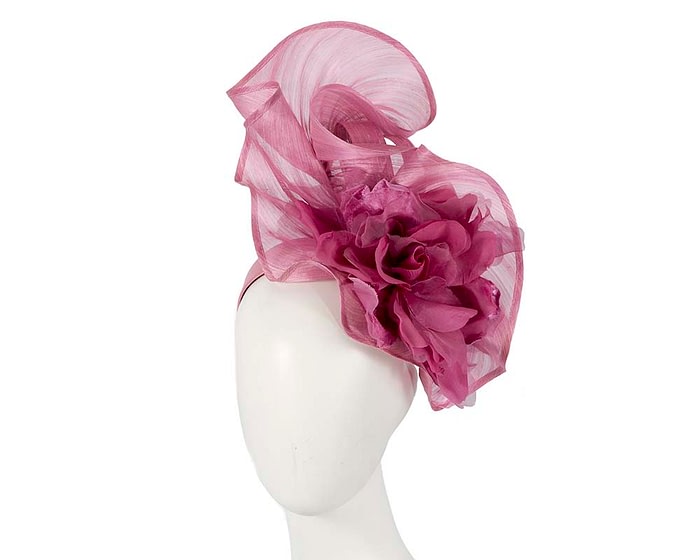 Tall wild rose silk abaca racing fascinator