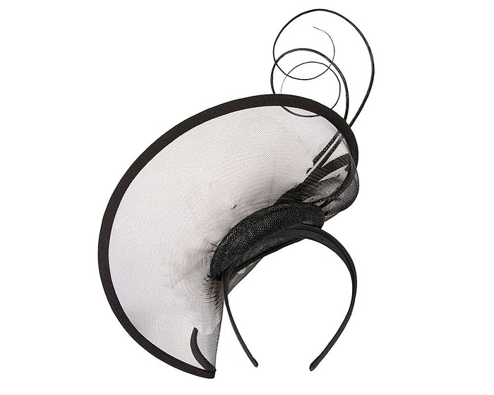 Bespoke black & white heart fascinator by Fillies Collection - Image 4