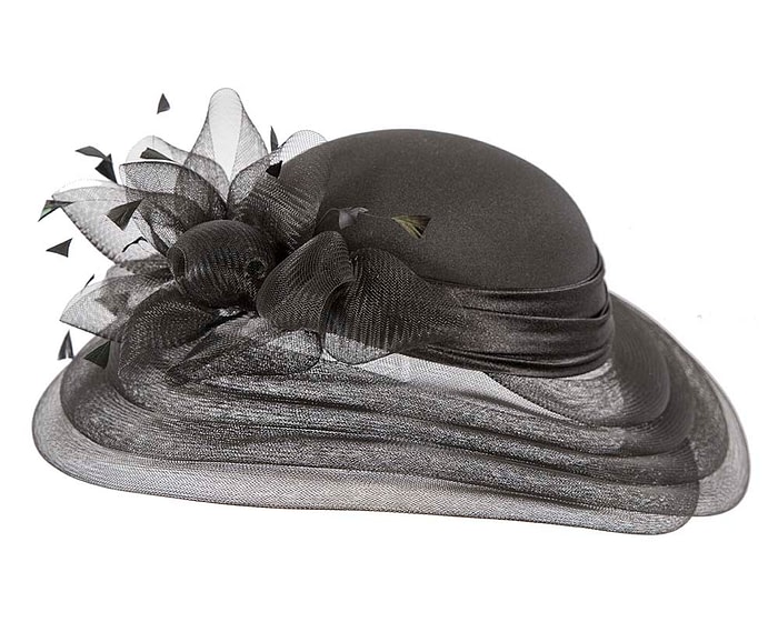 Fascinators Online - Black custom made Mother of the Bride hat